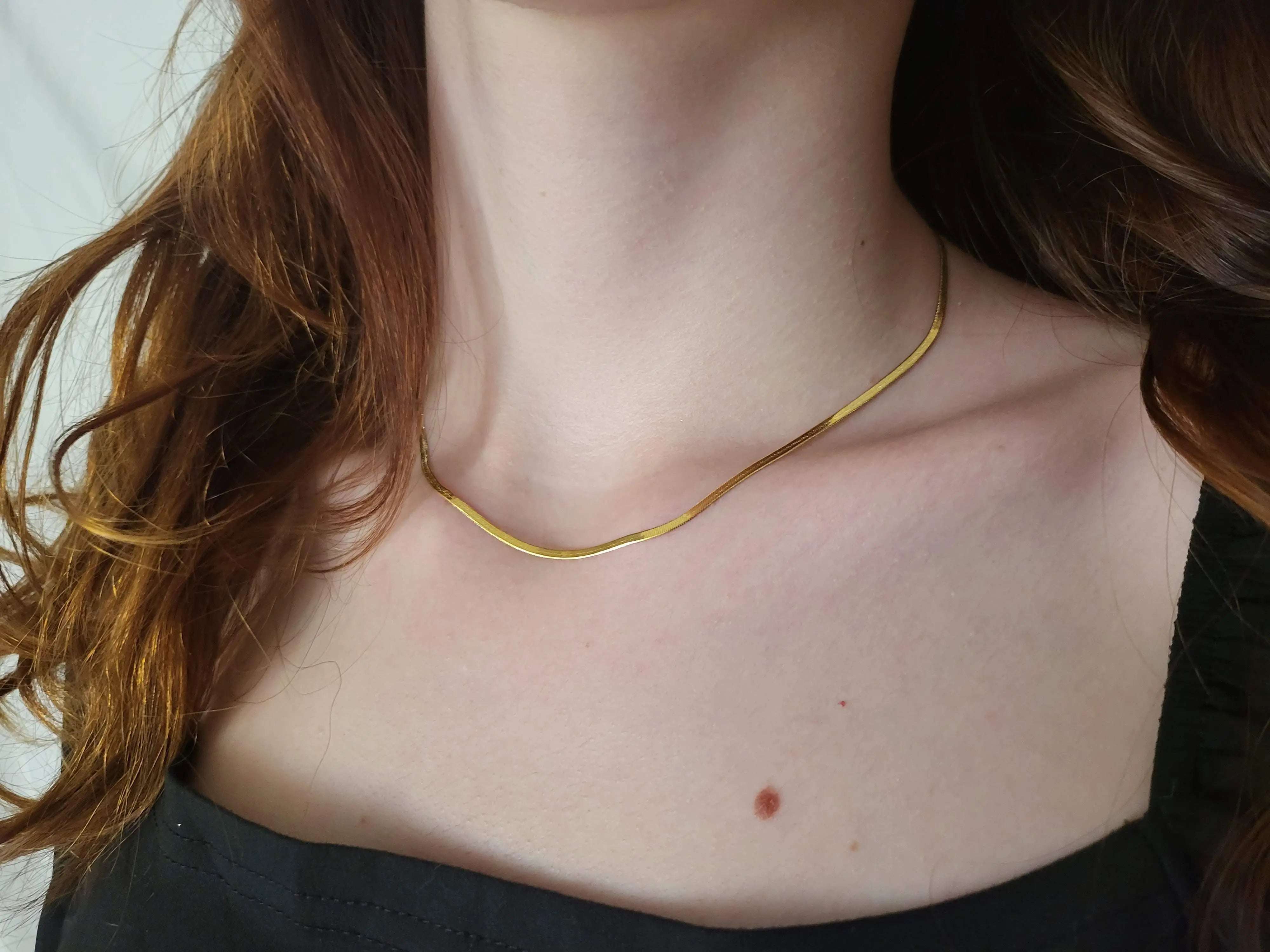 Gold Filled Herringbone Chain Necklace