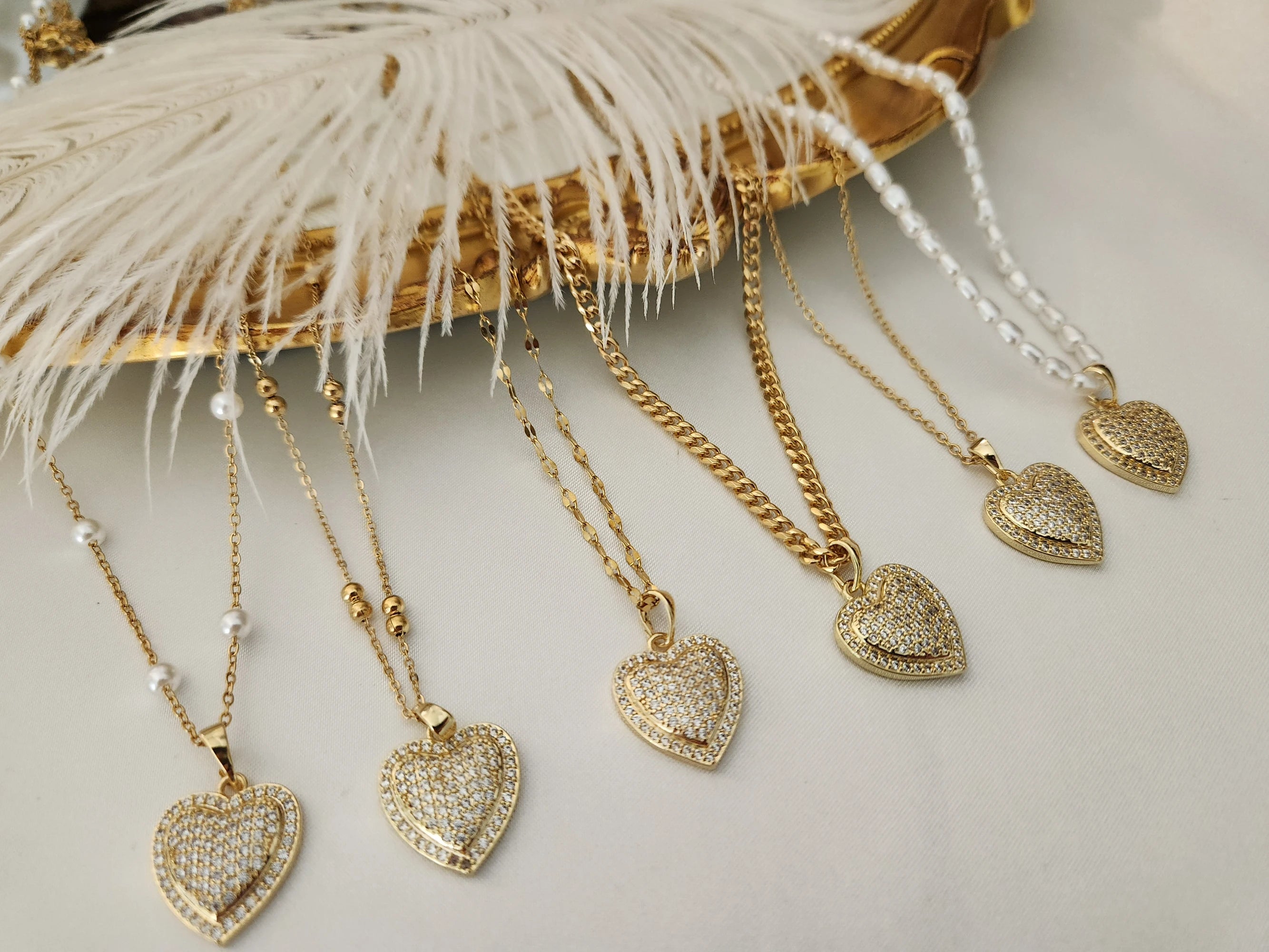 Gold Filled Pave Heart Necklace