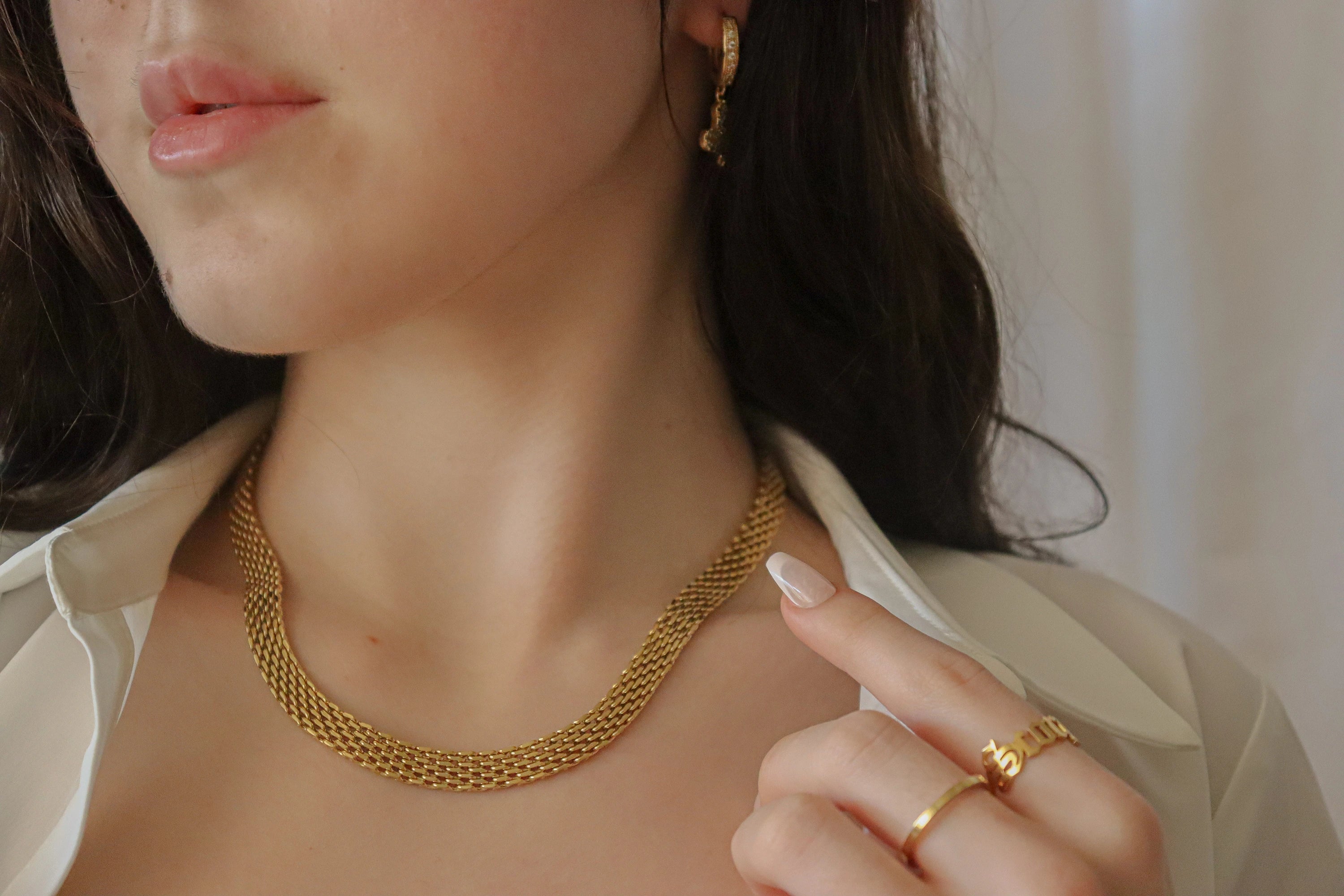 Gold Filled  Mesh Chain  Necklace