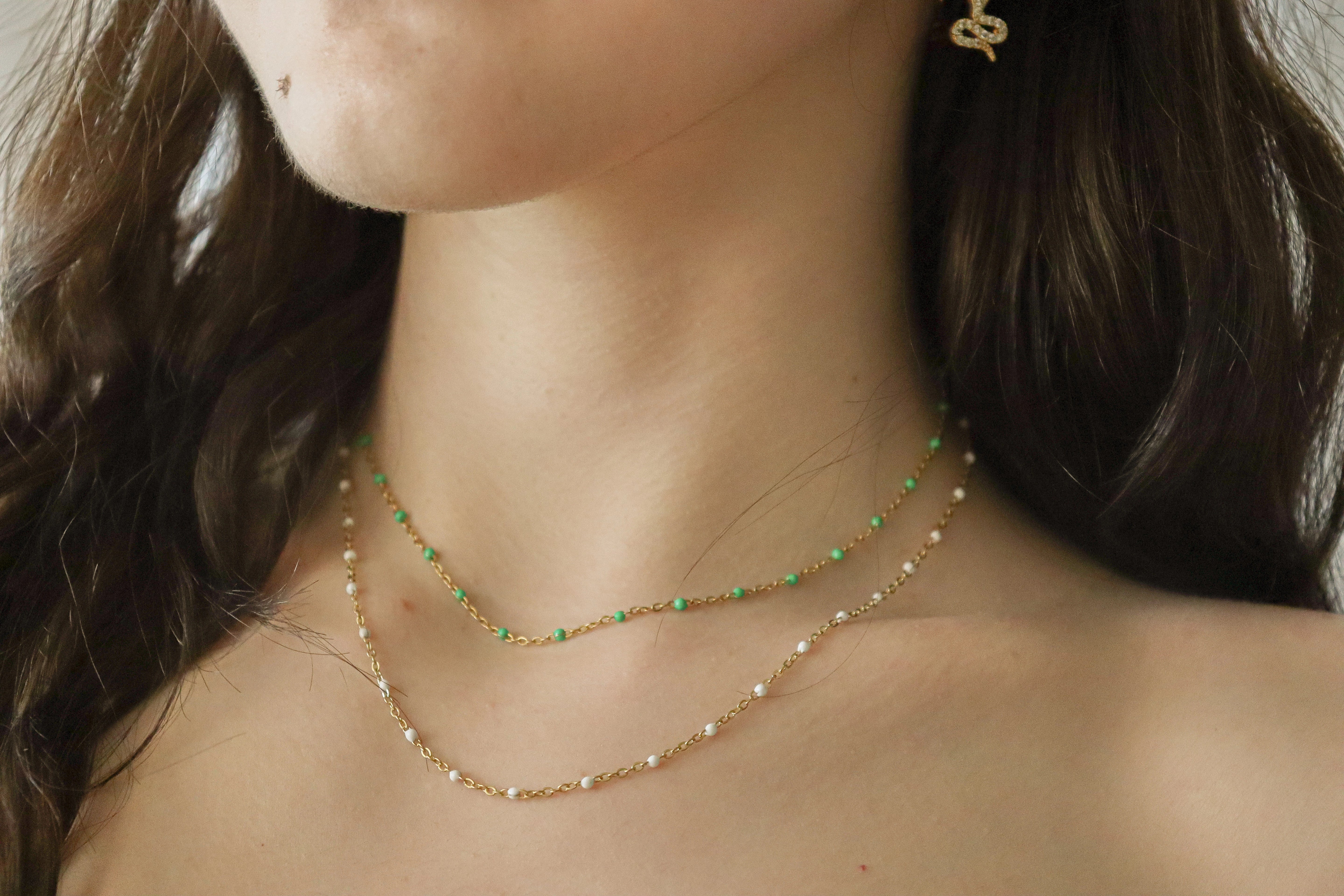 Colorful  Beaded Chain Necklace