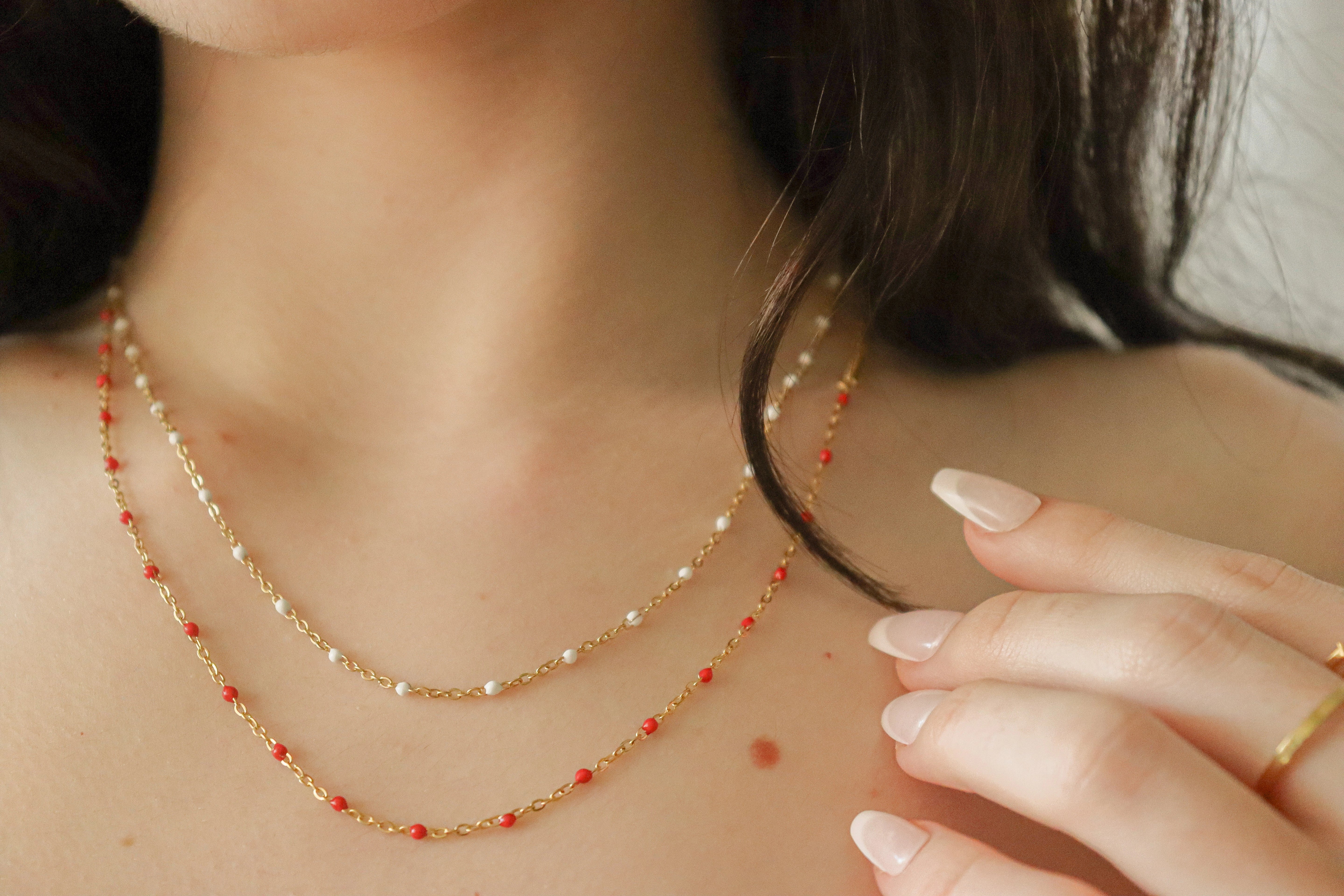 Colorful  Beaded Chain Necklace