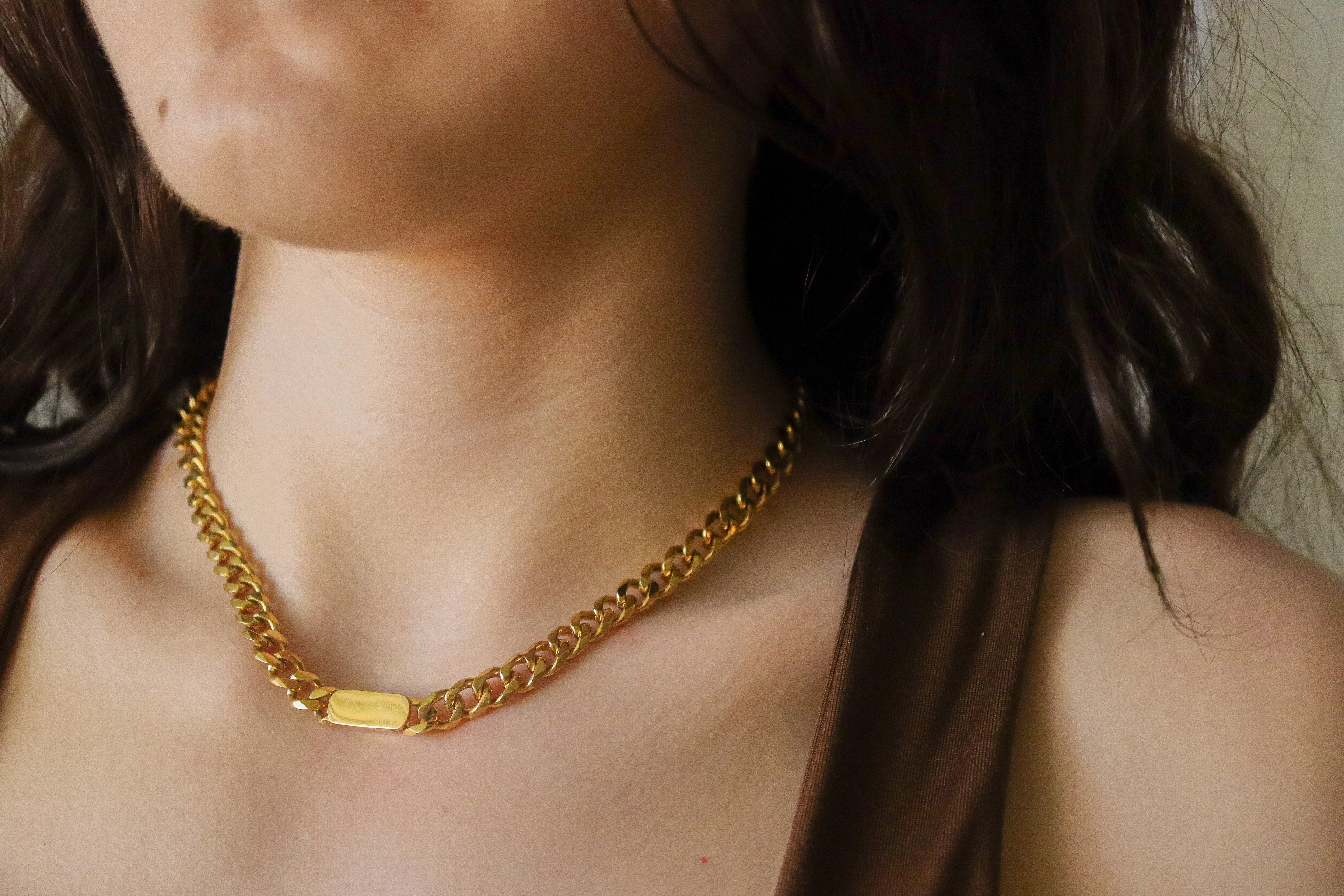 Gold Filled  Cuban Bar Necklace