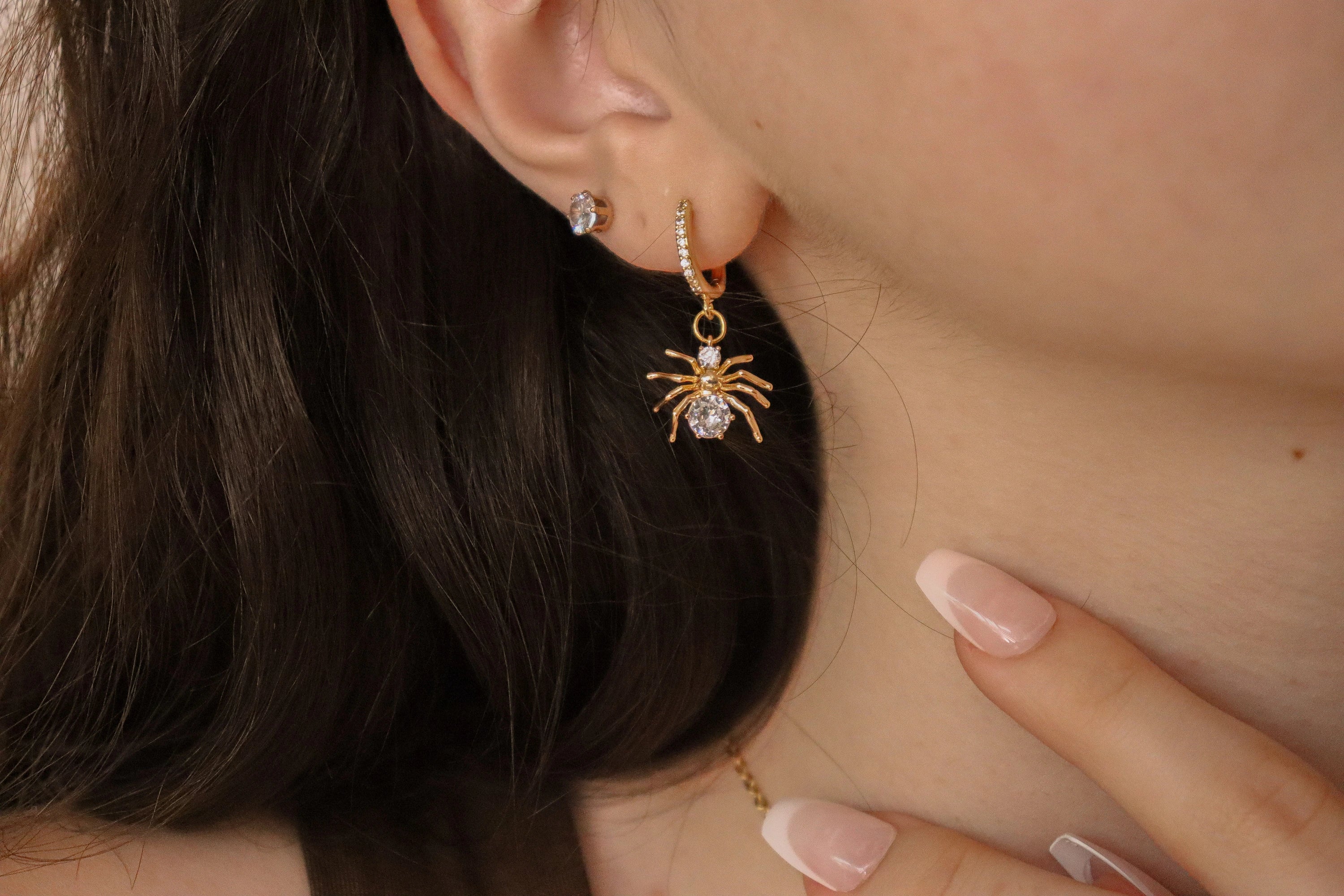 Gold Filled or Silver Spider  Earrings