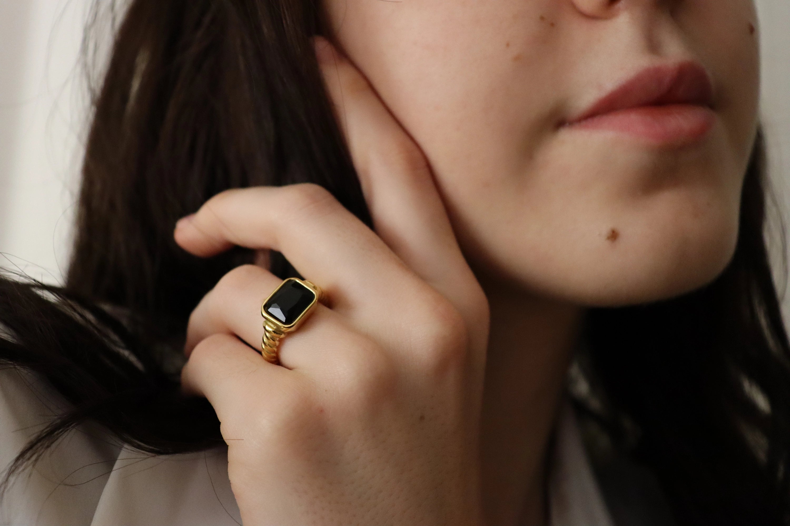 Gold Filled  Signet Emerald Ring