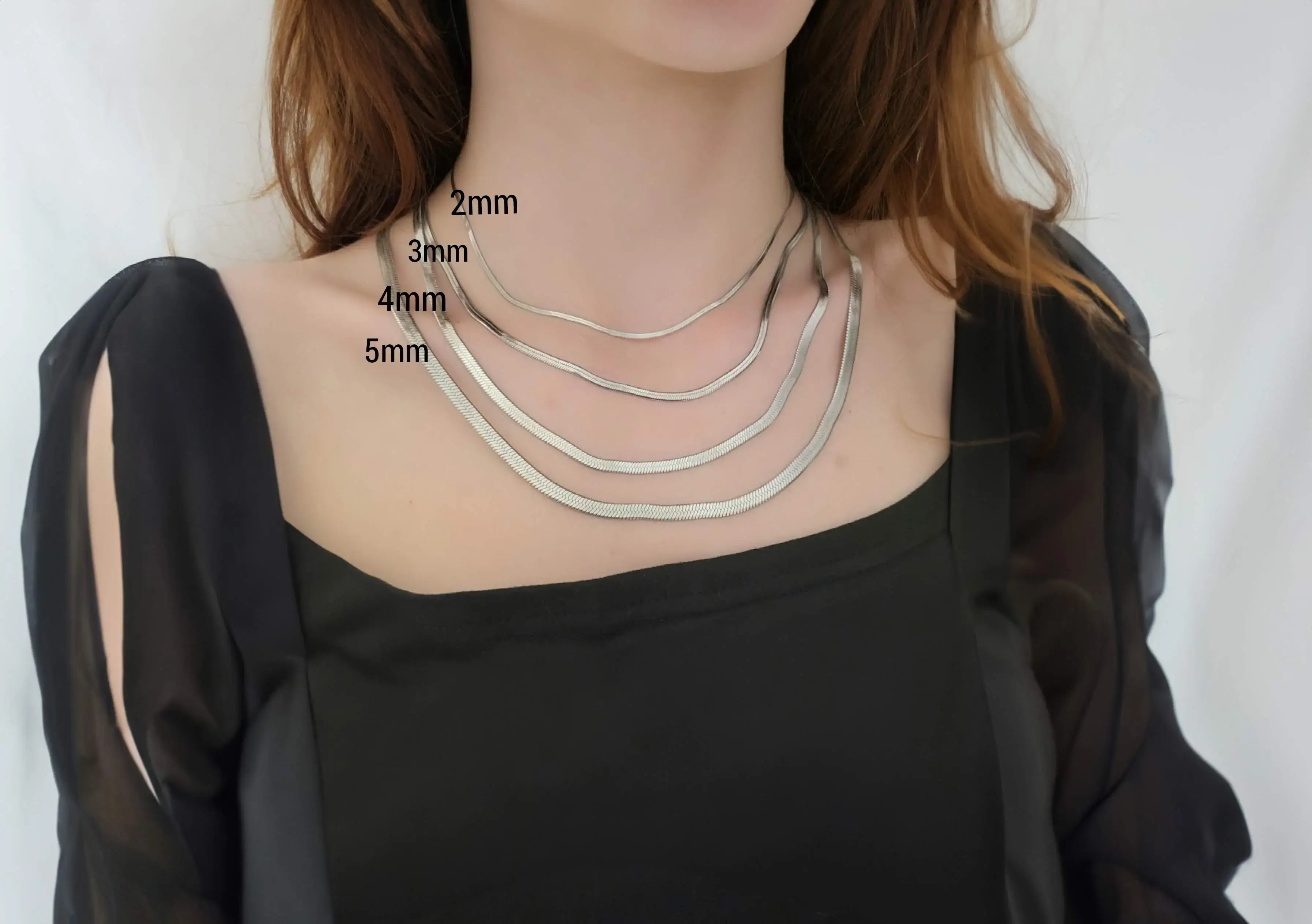 Silver Herringbone Chain Necklace