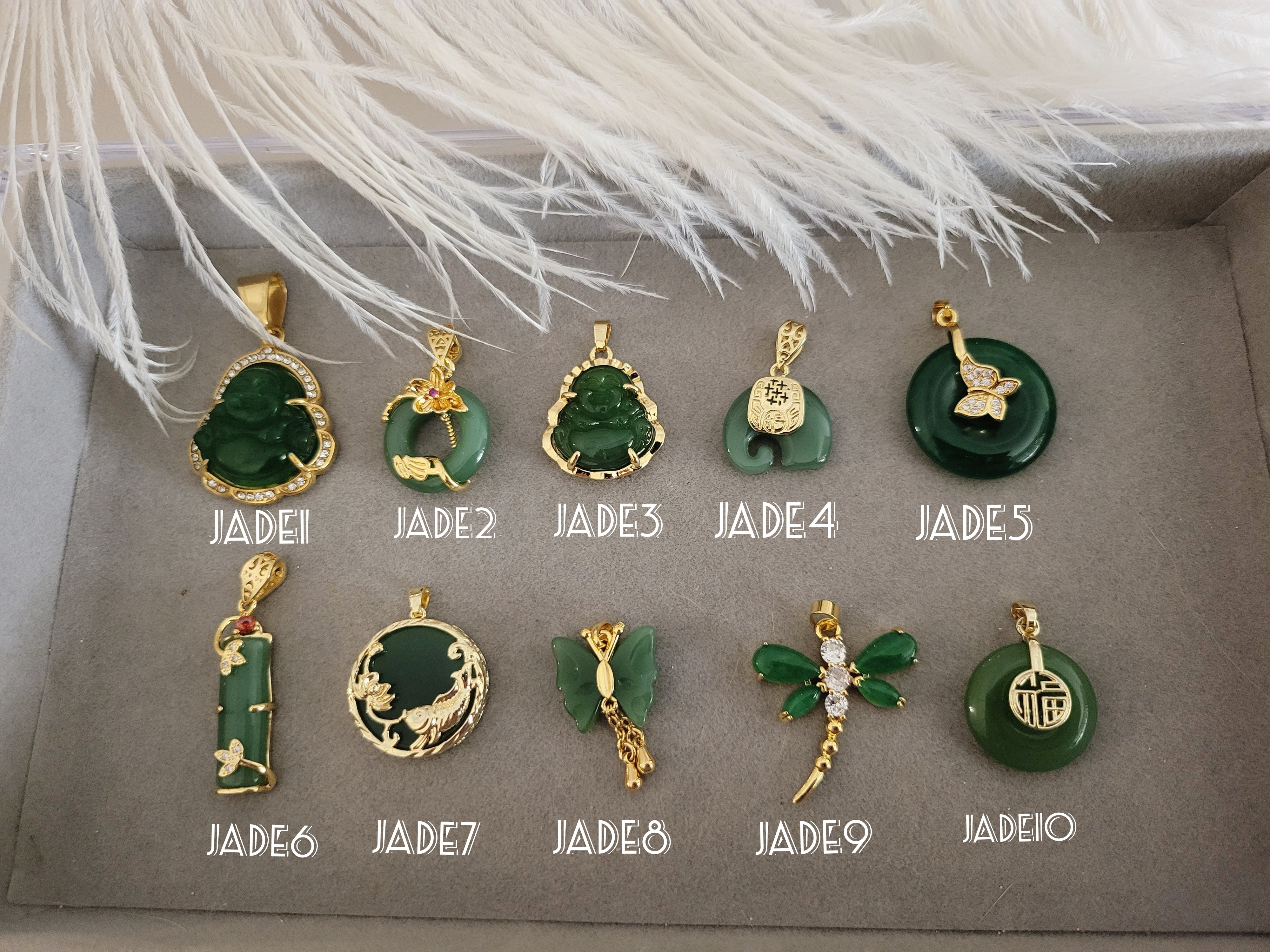 Gold Filled Green Jade Necklace