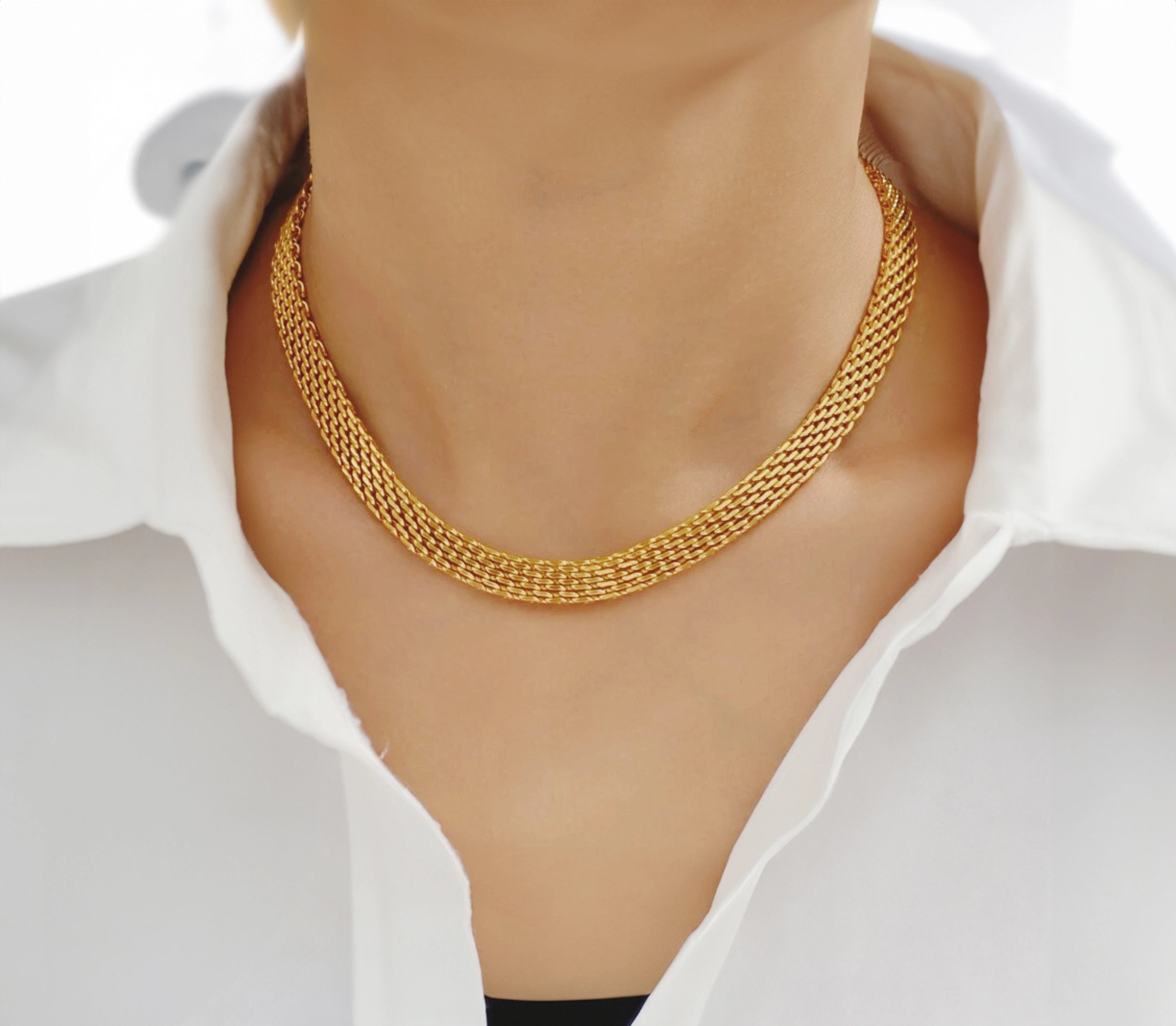 Gold Filled  Mesh Chain  Necklace