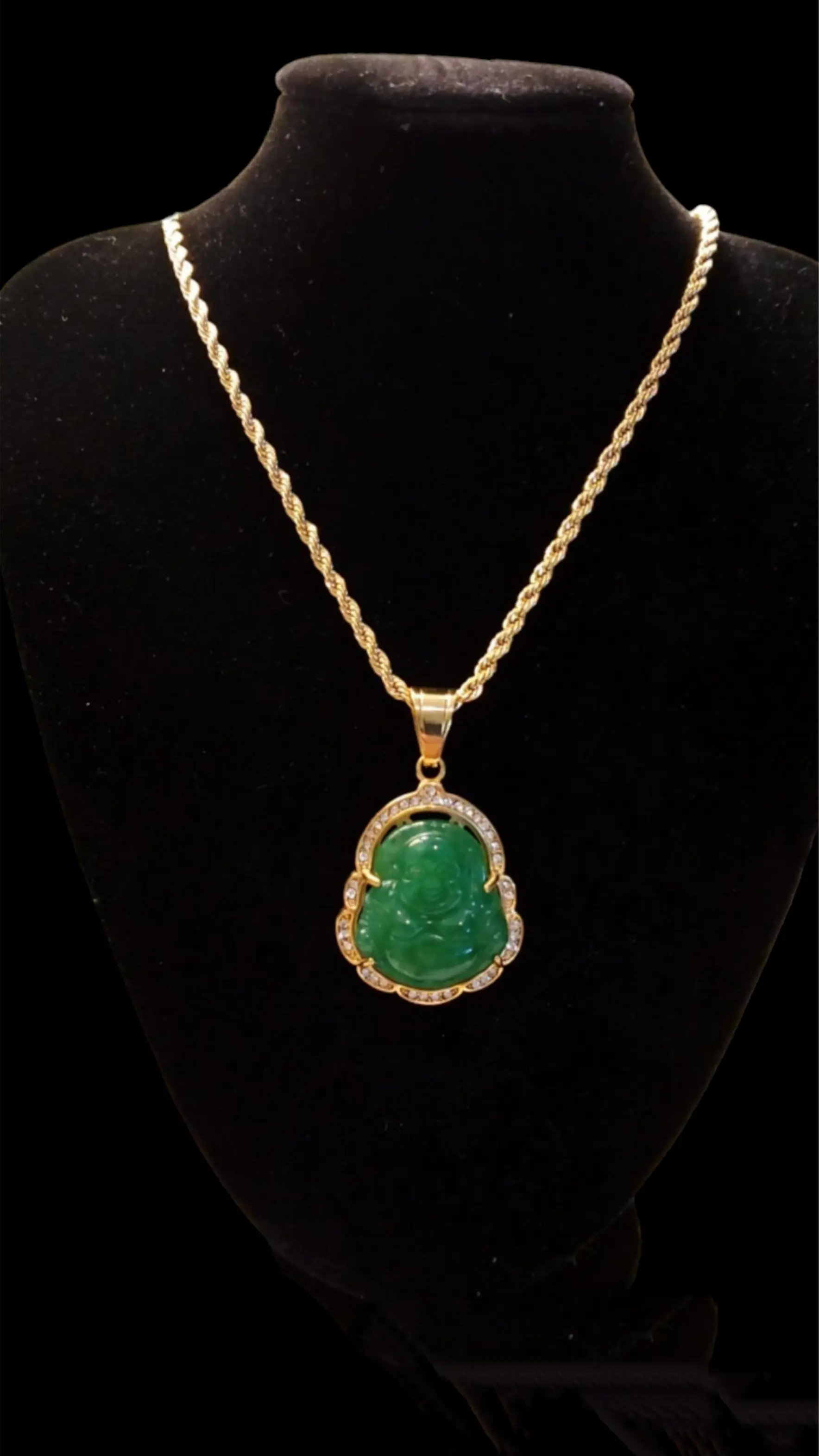 Gold Jade Buddha Necklace