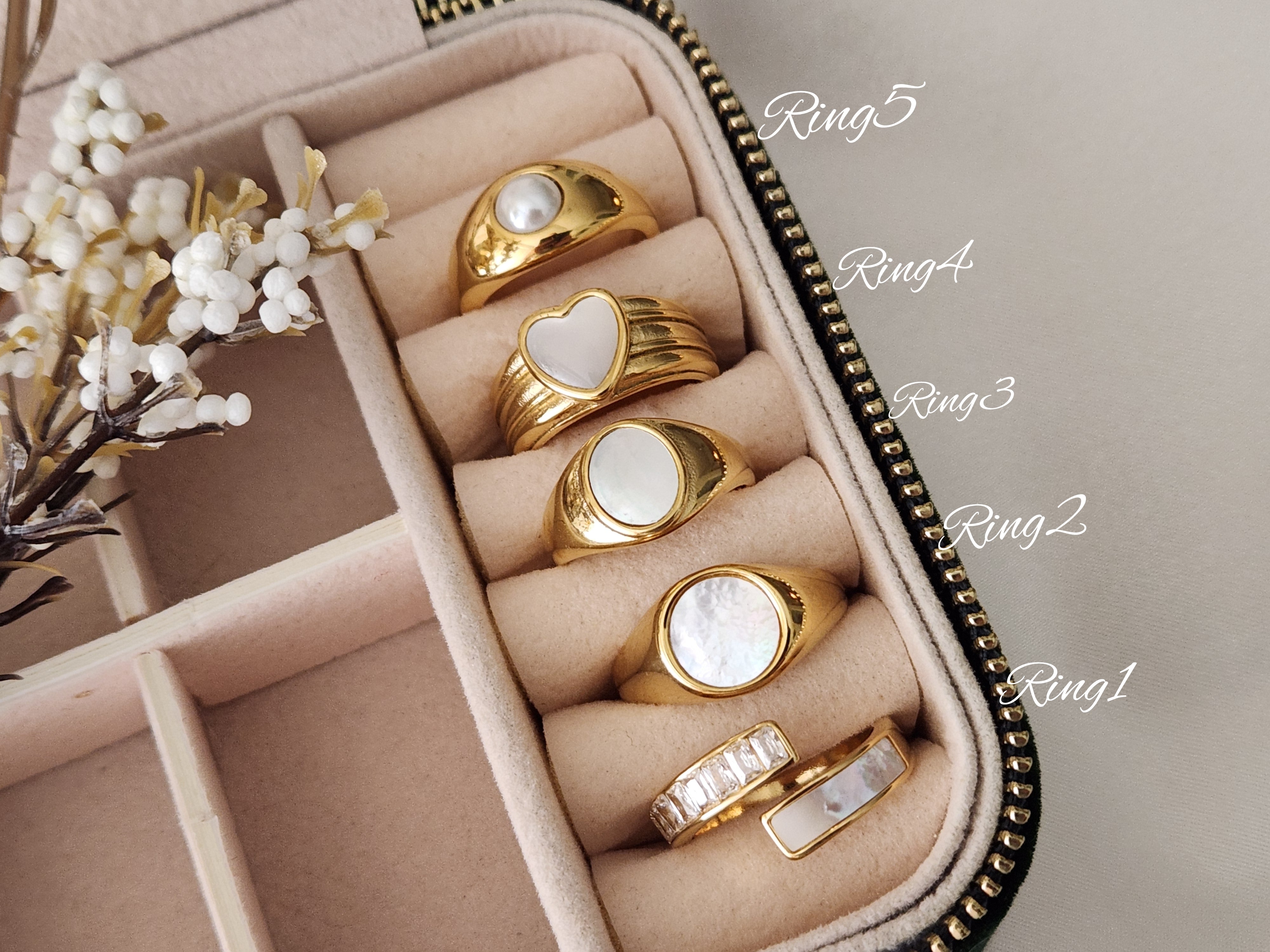 Gold Filled Pearl Signet Rings