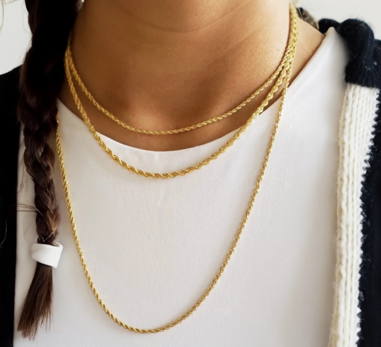 Gold Filled Non Tarnish Unisex Rope Chain Necklace