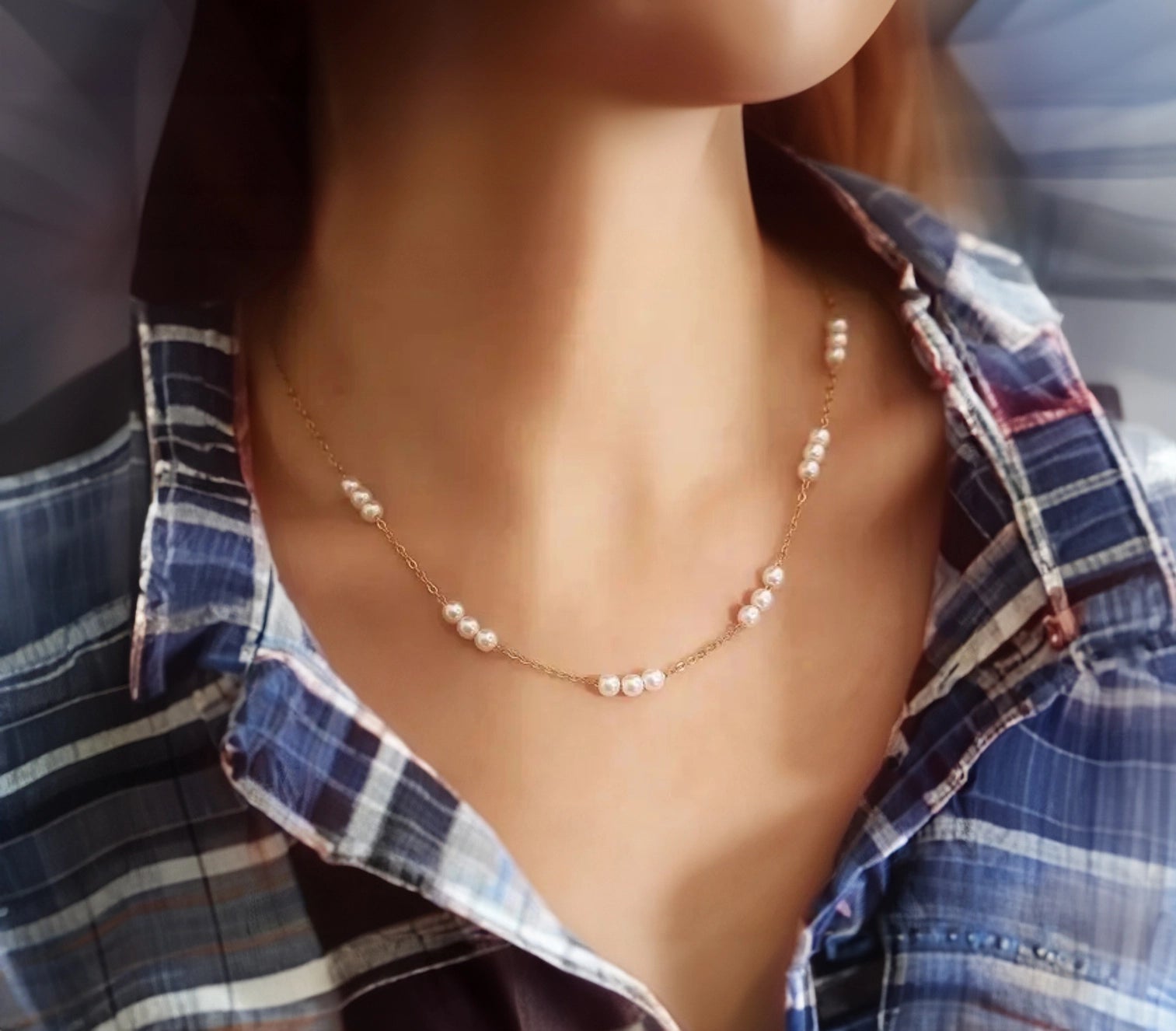 Gold Filled Round  Pearl Bead Necklace